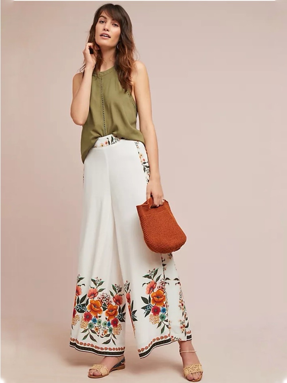 Farm Rio Melilla Floral Flared High Waist Pants Size Medium